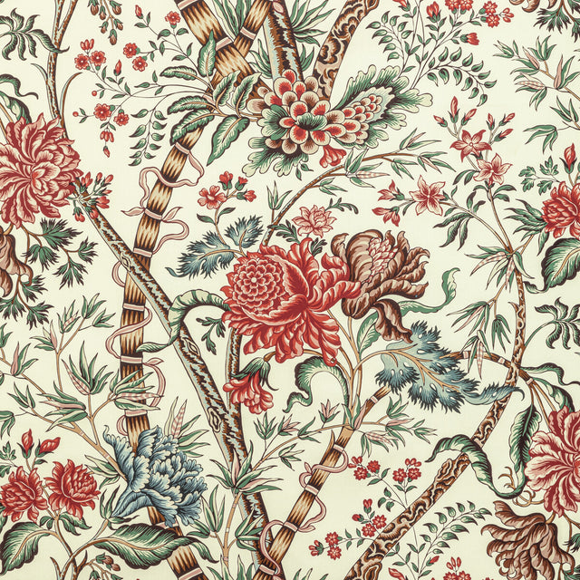 BRUNSCHWIG & FILS 8022100.1913.0 LUBERON PRINT RED/TEAL Fabric - Eade's Wallpaper