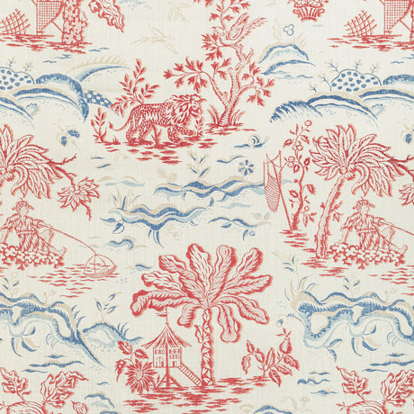 BRUNSCHWIG & FILS 8022101.195.0 VALENSOLE PRINT RED/BLUE Fabric - Eade's Wallpaper