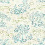 BRUNSCHWIG & FILS 8022101.353.0 VALENSOLE PRINT TEAL/LEAF Fabric - Eade's Wallpaper