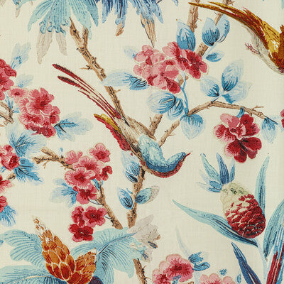 BRUNSCHWIG & FILS 8022120.1319.0 GASTAUD PRINT AQUA/BERRY Fabric - Eade's Wallpaper