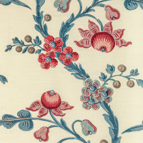 BRUNSCHWIG & FILS 8022121.195.0 LE BRUN PRINT RASPBERRY Fabric - Eade's Wallpaper