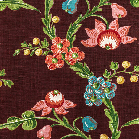 BRUNSCHWIG & FILS 8022121.909.0 LE BRUN PRINT AUBERGINE Fabric - Eade's Wallpaper