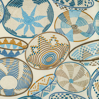 BRUNSCHWIG & FILS 8022132.1615.0 BENDI EMB BLUE Fabric - Eade's Wallpaper