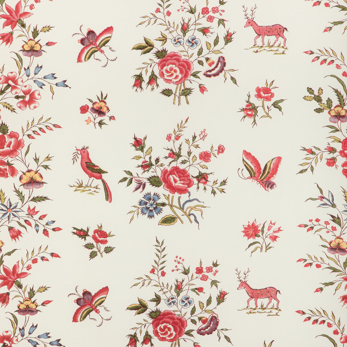 BRUNSCHWIG & FILS 8023103.319.0 AUREL PRINT RED/GREEN Fabric - Eade's Wallpaper