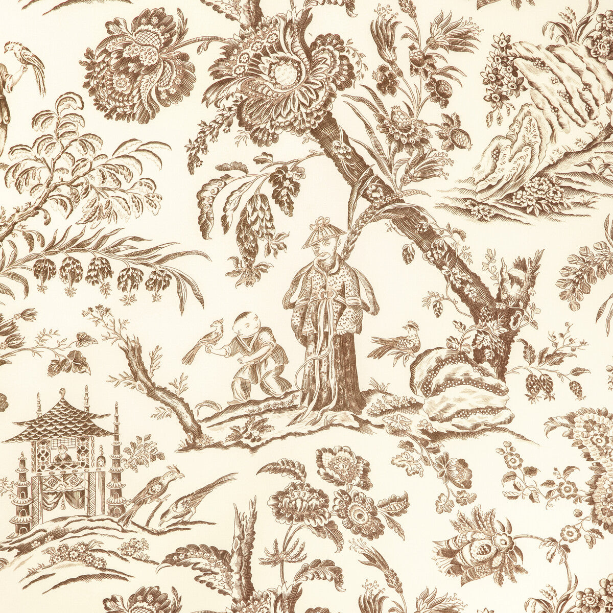 BRUNSCHWIG & FILS 8023104.6.0 MARCEL PRINT BROWN Fabric - Eade's Wallpaper