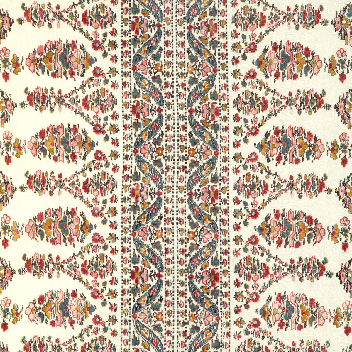 BRUNSCHWIG & FILS 8023108.517.0 VISAN PRINT TEAL/ROSE Fabric - Eade's Wallpaper