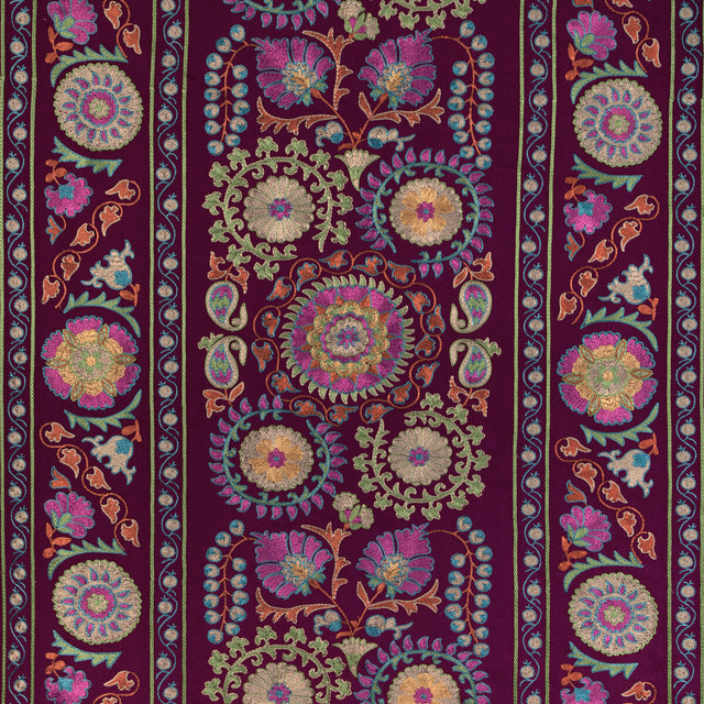 BRUNSCHWIG & FILS 8023113.310.0 SAANVI EMB PLUM/LEAF Fabric - Eade's Wallpaper