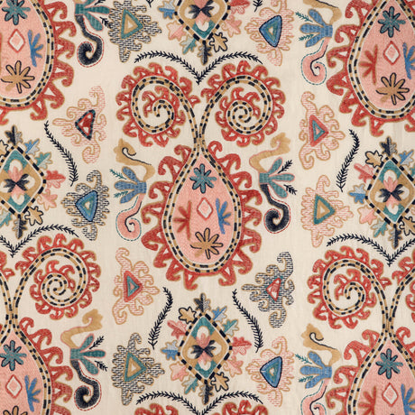BRUNSCHWIG & FILS 8023117.195.0 LAVALI EMB CORAL/SKY Fabric - Eade's Wallpaper