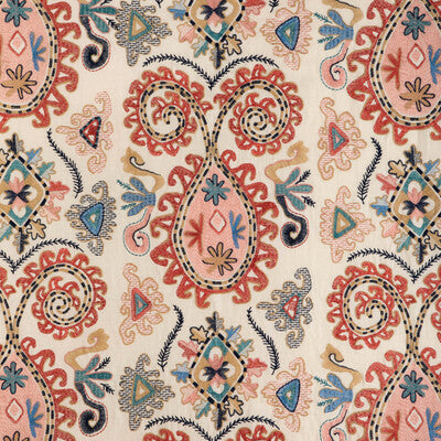 BRUNSCHWIG & FILS 8023117.195.0 LAVALI EMB CORAL/SKY Fabric - Eade's Wallpaper