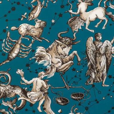 BRUNSCHWIG & FILS 8023135.13.0 COSMIQUE PRINT TEAL Fabric - Eade's Wallpaper