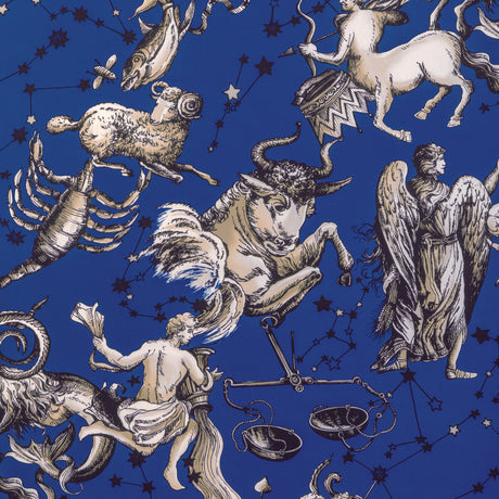 BRUNSCHWIG & FILS 8023135.5.0 COSMIQUE PRINT SAPPHIRE Fabric - Eade's Wallpaper