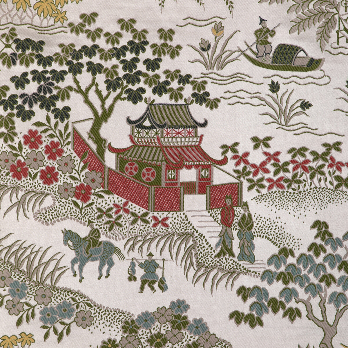 BRUNSCHWIG & FILS 8023151.73.0 VIENNE LAMPAS SPRING Fabric - Eade's Wallpaper