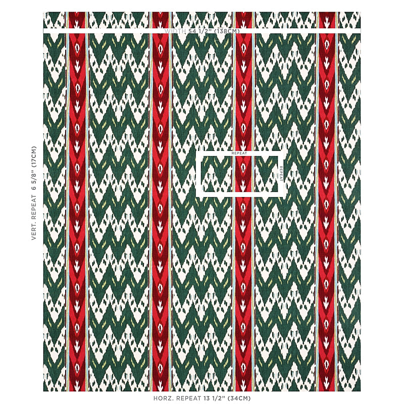 Schumacher Samar Ikat Velvet Green Fabric - Eade's Wallpaper