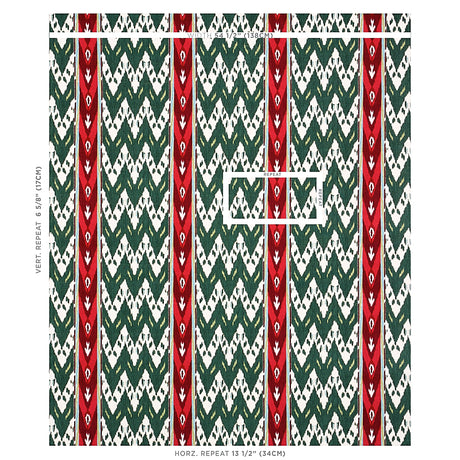 Schumacher Samar Ikat Velvet Green Fabric - Eade's Wallpaper