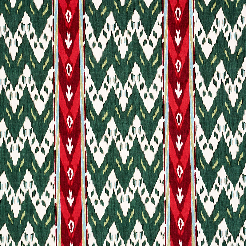 Schumacher Samar Ikat Velvet Green Fabric - Eade's Wallpaper