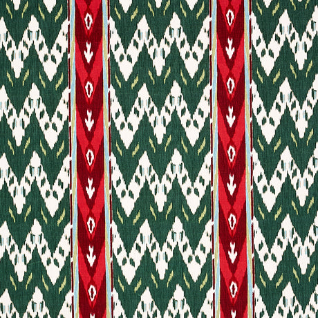 Schumacher Samar Ikat Velvet Green Fabric - Eade's Wallpaper