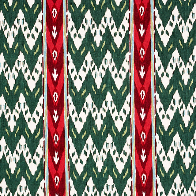 Schumacher Samar Ikat Velvet Green Fabric - Eade's Wallpaper
