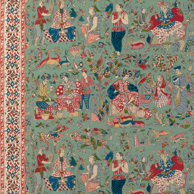 BRUNSCHWIG & FILS 8024100.319.0 SHALIMAR PRINT JADE/ROSE Fabric - Eade's Wallpaper