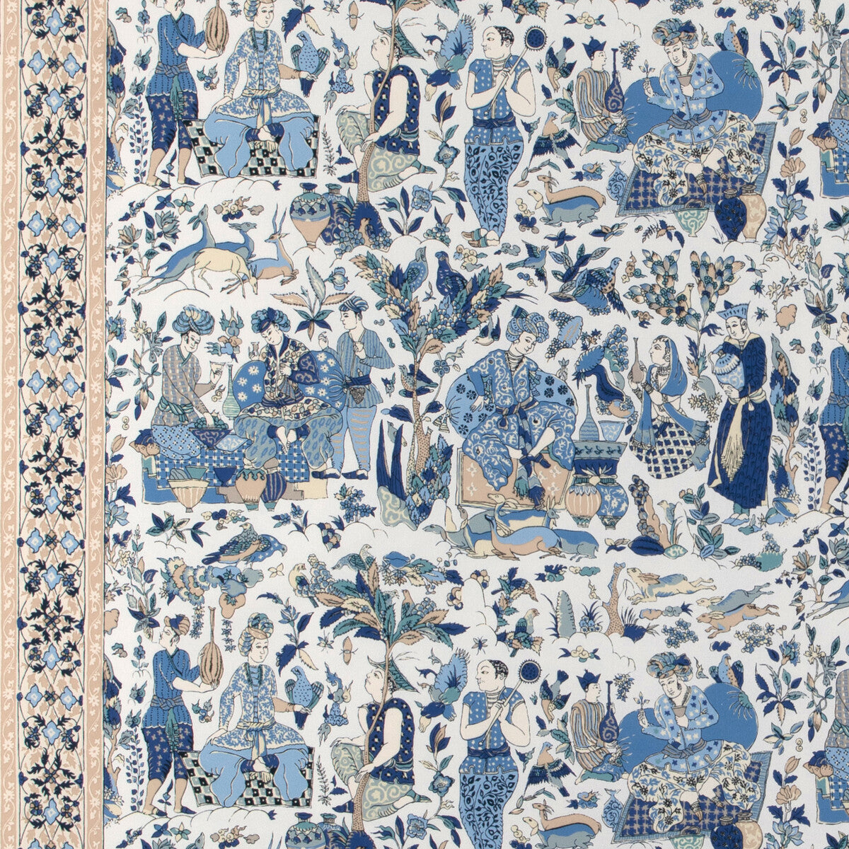 BRUNSCHWIG & FILS 8024100.516.0 SHALIMAR PRINT BLUE/SAND Fabric - Eade's Wallpaper