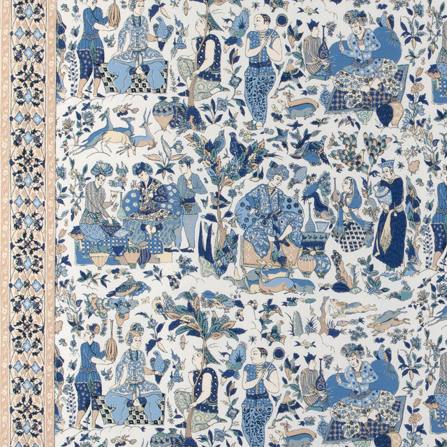 BRUNSCHWIG & FILS 8024100.516.0 SHALIMAR PRINT BLUE/SAND Fabric - Eade's Wallpaper