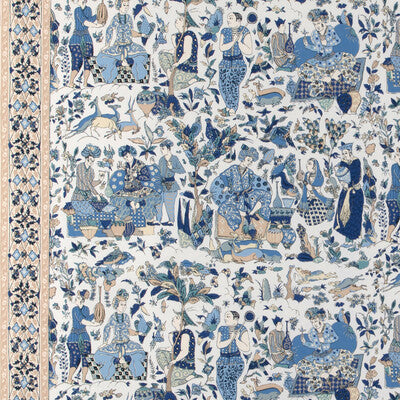 BRUNSCHWIG & FILS 8024100.516.0 SHALIMAR PRINT BLUE/SAND Fabric - Eade's Wallpaper