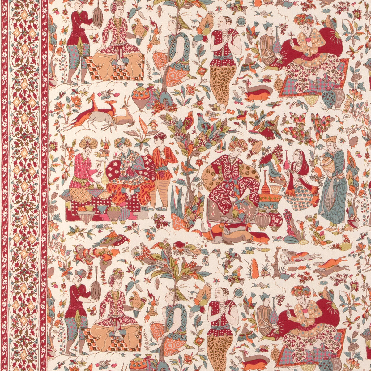 BRUNSCHWIG & FILS 8024100.716.0 SHALIMAR PRINT BERRY/SAND Fabric - Eade's Wallpaper