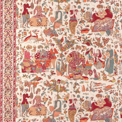 BRUNSCHWIG & FILS 8024100.716.0 SHALIMAR PRINT BERRY/SAND Fabric - Eade's Wallpaper
