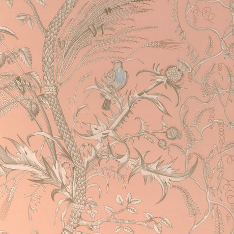 BRUNSCHWIG & FILS 8024101.1216.0 BIRD AND THISTLE II PEACH Fabric - Eade's Wallpaper