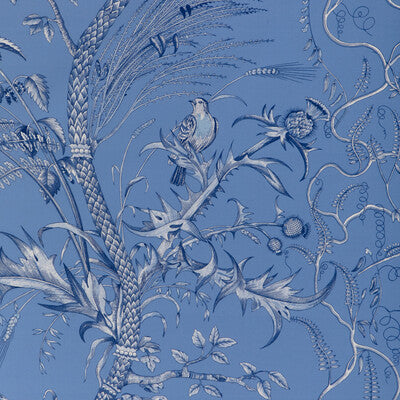 BRUNSCHWIG & FILS 8024101.55.0 BIRD AND THISTLE II BLUE Fabric - Eade's Wallpaper