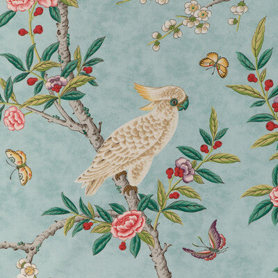 BRUNSCHWIG & FILS 8024106.353.0 KANCHOU PRINT AQUA Fabric - Eade's Wallpaper
