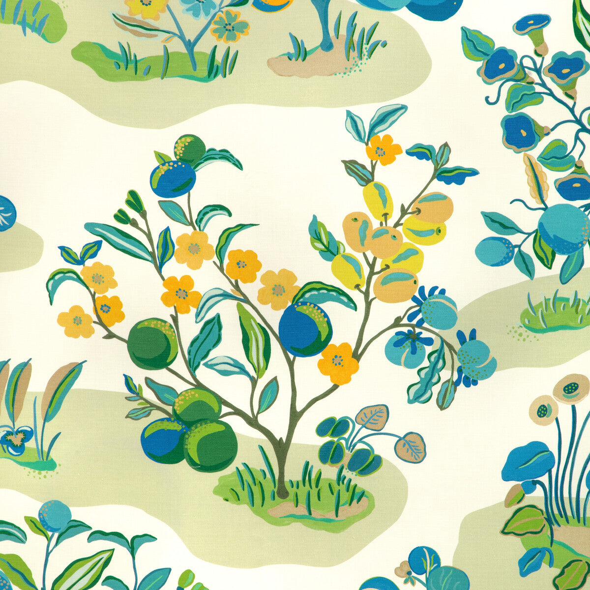 BRUNSCHWIG & FILS 8024121.353.0 POMELO PRINT MARINE Fabric - Eade's Wallpaper