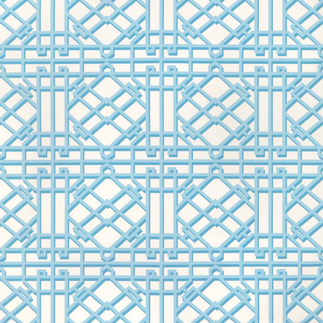 BRUNSCHWIG & FILS 8024122.113.0 PAVILION TRELLIS AQUA Fabric - Eade's Wallpaper