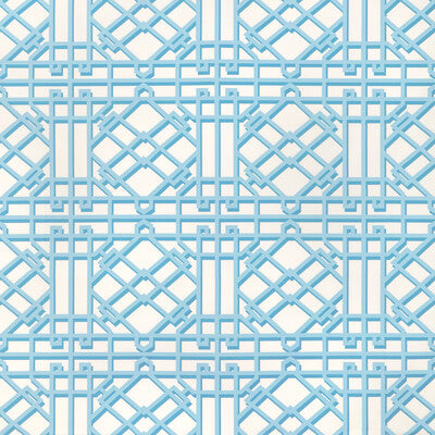 BRUNSCHWIG & FILS 8024122.113.0 PAVILION TRELLIS AQUA Fabric - Eade's Wallpaper