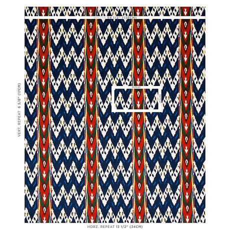 Schumacher Samar Ikat Velvet Blue Fabric - Eade's Wallpaper