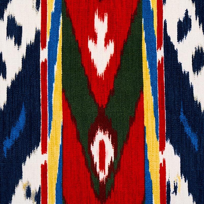 Schumacher Samar Ikat Velvet Blue Fabric - Eade's Wallpaper