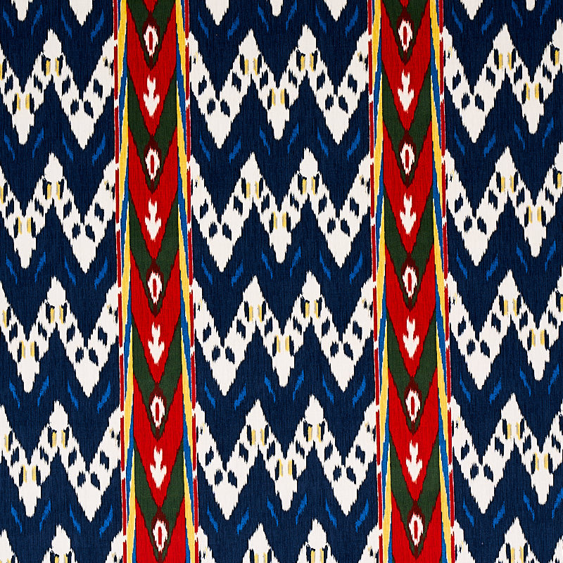 Schumacher Samar Ikat Velvet Blue Fabric - Eade's Wallpaper