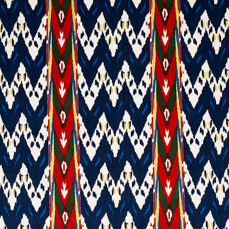 Schumacher Samar Ikat Velvet Blue Fabric - Eade's Wallpaper