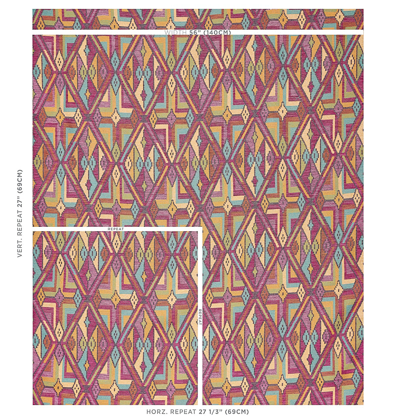 Schumacher Kuzma Magenta Fabric - Eade's Wallpaper