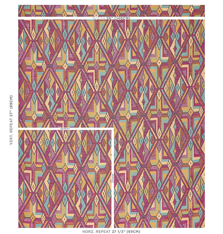 Schumacher Kuzma Magenta Fabric - Eade's Wallpaper