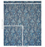 Schumacher Kuzma Blue Fabric - Eade's Wallpaper
