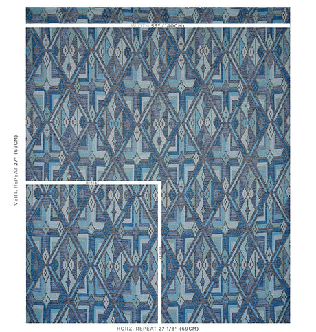 Schumacher Kuzma Blue Fabric - Eade's Wallpaper