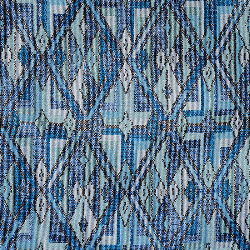 Schumacher Kuzma Blue Fabric - Eade's Wallpaper