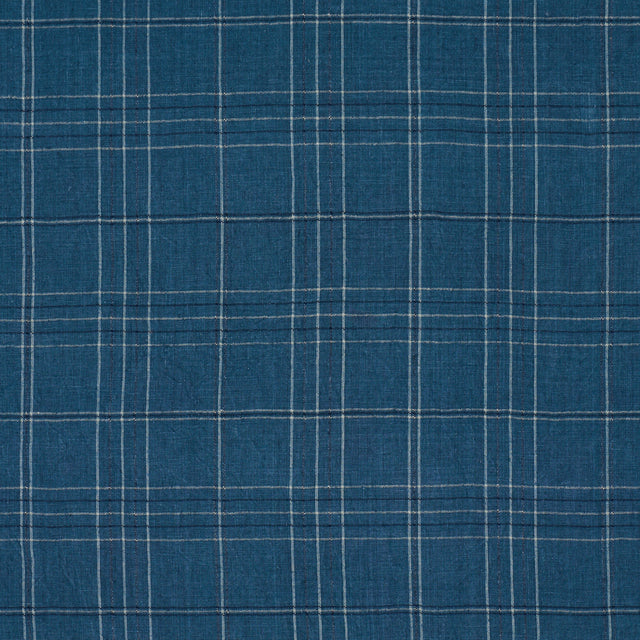 Schumacher 80305 NILS PLAID LINEN in DENIM Fabric - A COUNTR