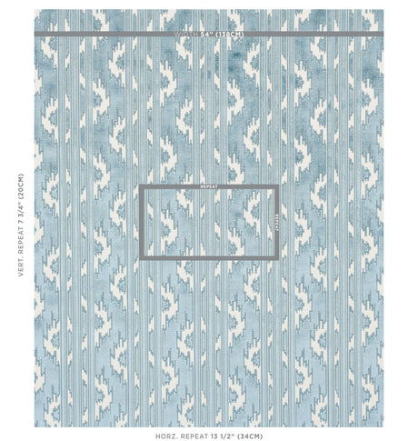 Schumacher Murat Velvet Sky Fabric - Eade's Wallpaper