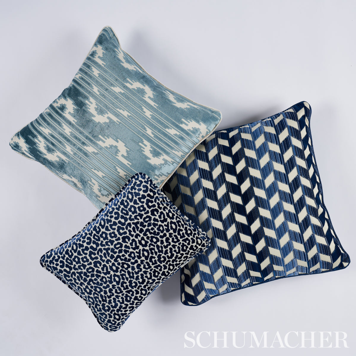 Schumacher Murat Velvet Sky Fabric - Eade's Wallpaper