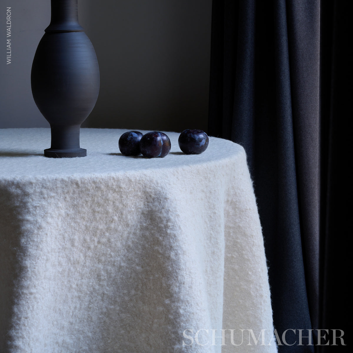 Schumacher Otti Silk Mohair & Wool Ivory Fabric - Eade's Wallpaper
