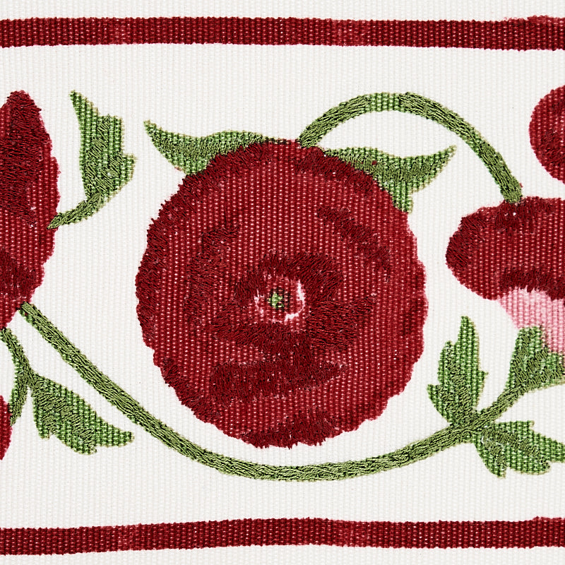 Schumacher 80390 Saranda Flower Embroidery Tape in CARDINAL 