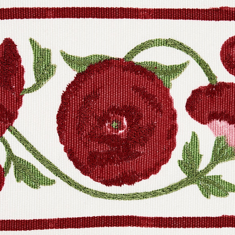 Schumacher 80390 Saranda Flower Embroidery Tape in CARDINAL 