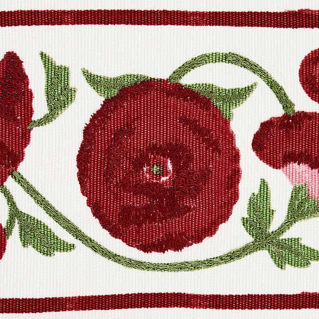 Schumacher 80390 Saranda Flower Embroidery Tape in CARDINAL 