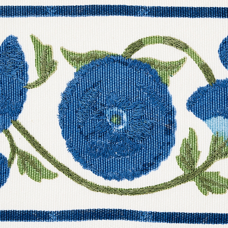 Schumacher 80392 Saranda Flower Embroidery Tape in ROYAL Tri